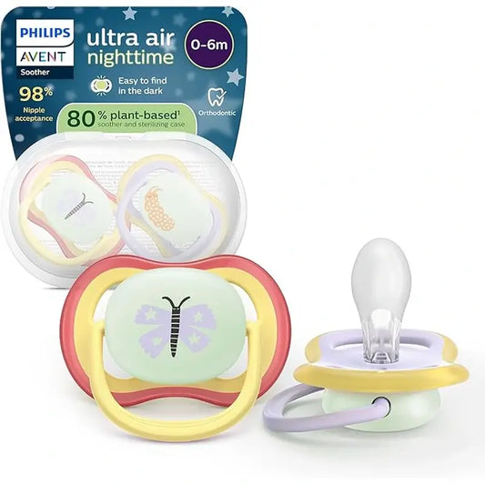 Philips Avent 2 πιπίλες Ultra Air για τη νύχτα, 0-6 μηνών, για κορίτσια