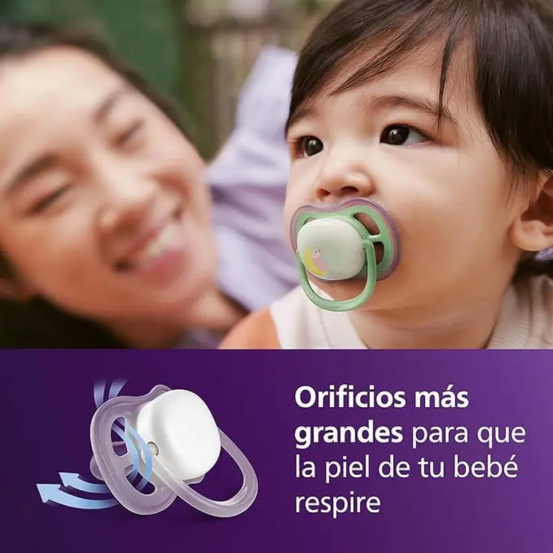 Philips Avent 2 πιπίλες Ultra Air για τη νύχτα, 6-18 μηνών, για κορίτσια