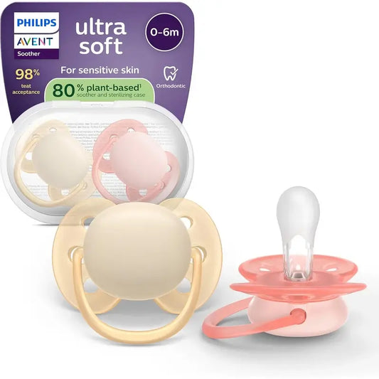 Philips Avent 2 πιπίλες ultra soft 0-6 μηνών για κορίτσια