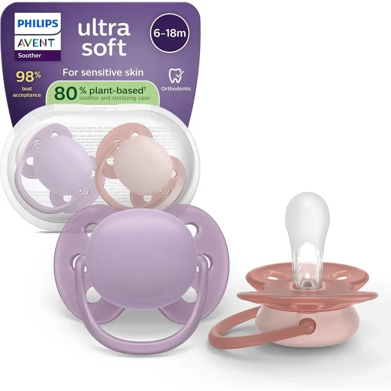 Philips Avent 2 πιπίλες ultra soft 6-18 μηνών για κορίτσια
