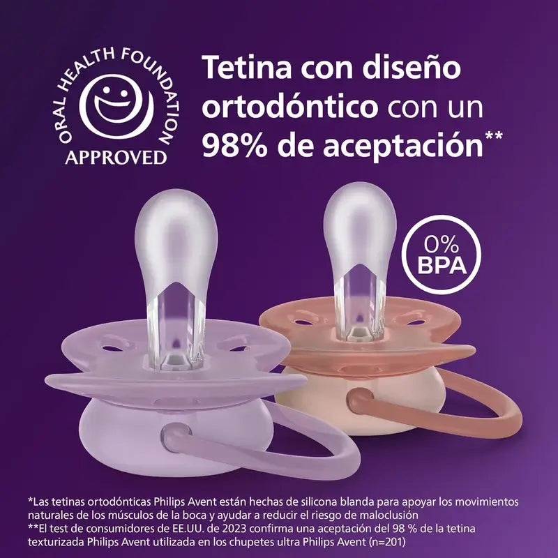 Philips Avent 2 πιπίλες ultra soft 6-18 μηνών για κορίτσια