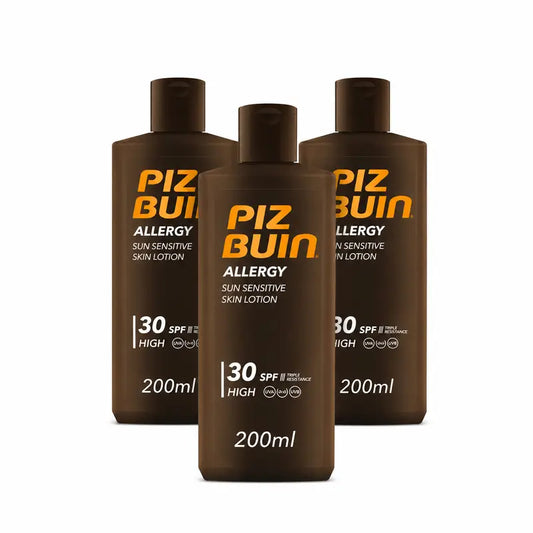 Piz Buin Allergy Αντηλιακό για το Σώμα SPF 30  Για ευαίσθητο δέρμα, Λοσιόν για το σώμα, Προστασία από τις ακτίνες UVA/UVB, Συσκευασία 3 x 200 ml