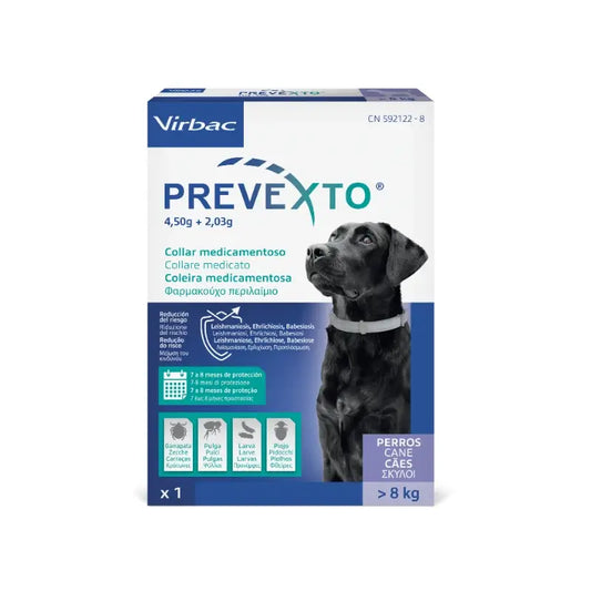 Prevexto: κολάρο κατά των παρασίτων για σκύλους άνω των 8 κιλών, 70 εκ.