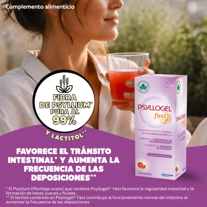 Psyllogel Fast 14,7 g, γεύση κόκκινο πορτοκάλι, 10 στικ