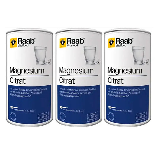 Raab Vitalfood Κιτρικό μαγνήσιο σε σκόνη, συσκευασία 3 x 340 γρ. Sg Vegan