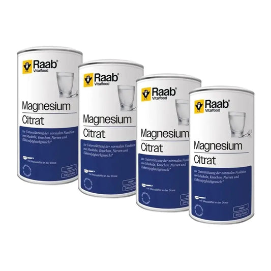 Raab Vitalfood Κιτρικό μαγνήσιο σε σκόνη, συσκευασία 4 x 340 γρ. Κατάλληλο για χορτοφάγους