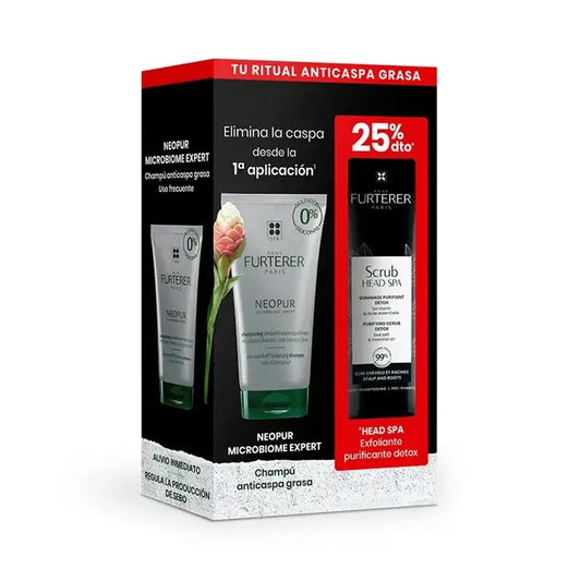 Rene Furterer Neopur Σαμπουάν κατά της λιπαρής πιτυρίδας 150 ml + Head Spa Απολεπιστικό, Καθαριστικό, Αποτοξινωτικό 150 ml