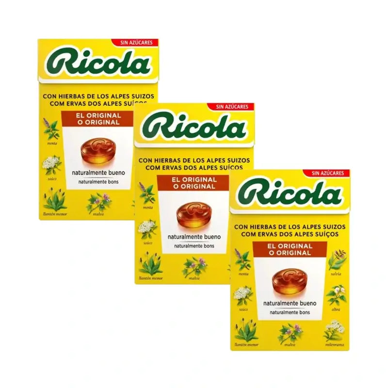 RICOLA ΚΑΡΑΜΕΛΕΣ ΧΩΡΙΣ ΖΑΧΑΡΗ ΜΕ ΒΟΤΑΝΑ ΚΑΙ ΣΤΕΒΙΑ Συσκευασία 3 x 50 g