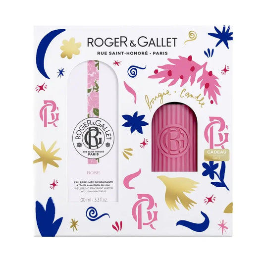 Roger & Gallet Rose Σετ Αρωματισμένου Νερού Ευεξίας 100 ml + Αρωματικό Κερί, 2 τεμάχια