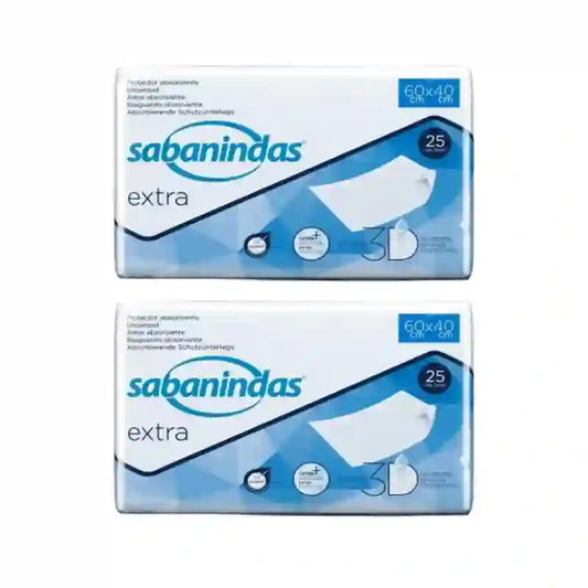 Sabanindas Extra Προστατευτικό Απορροφητικό Μικρό 60 x 40 εκ., 2x25 τεμάχια 