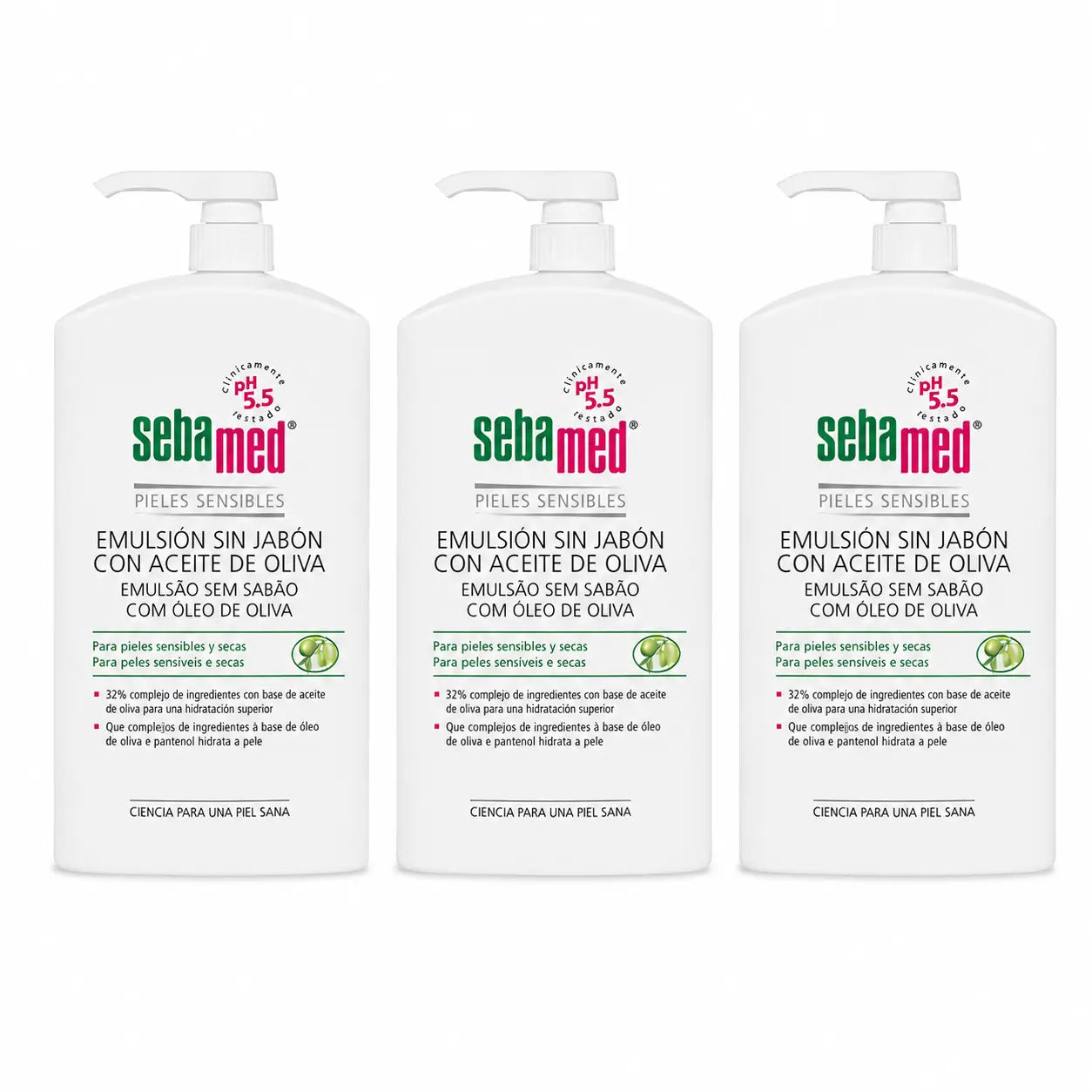 Sebamed Γέλη-Γαλάκτωμα χωρίς σαπούνι με ελαιόλαδο 1000 ml, συσκευασία 3 τεμαχίων