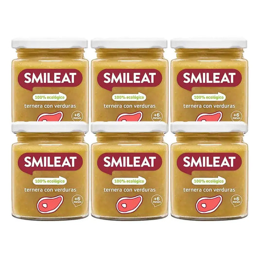 Smileat Βαζάκι με μοσχάρι και λαχανικά, συσκευασία 6 x 230 γρ.