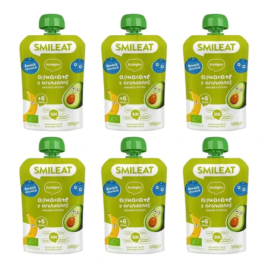 Smileat Pouch Αβοκάντο και Μύρτιλα 100 g, συσκευασία των 6