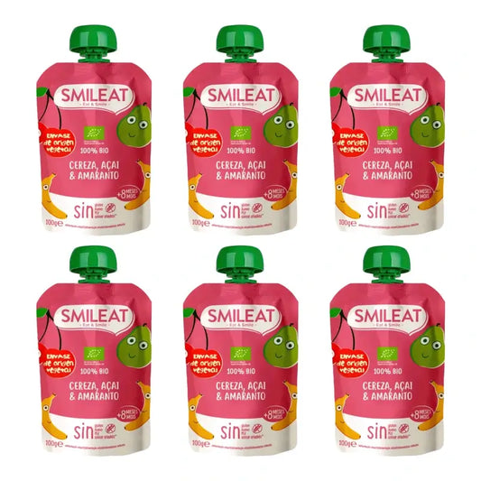 Smileat Pouch Κεράσι, Ασάι και Αμάραντο 100 g, συσκευασία 6 τεμαχίων