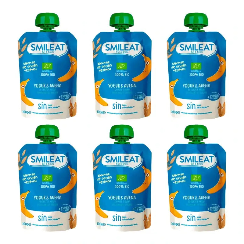 Smileat Pouch Γιαούρτι και Βρώμη 100 g, συσκευασία 6 τεμαχίων