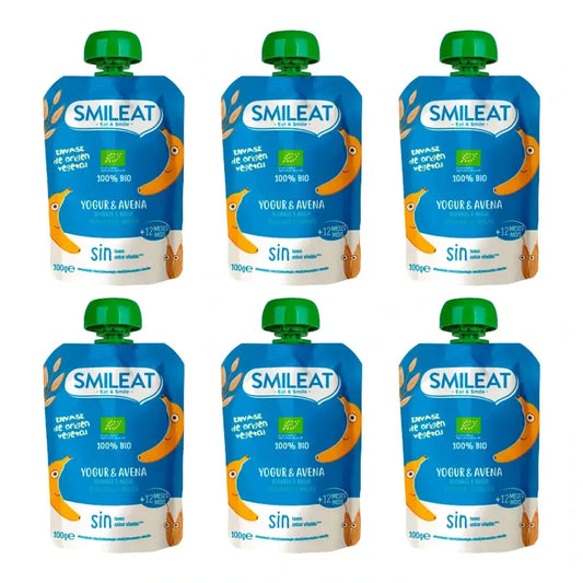 Smileat Pouch Γιαούρτι και Βρώμη 100 g, συσκευασία 6 τεμαχίων