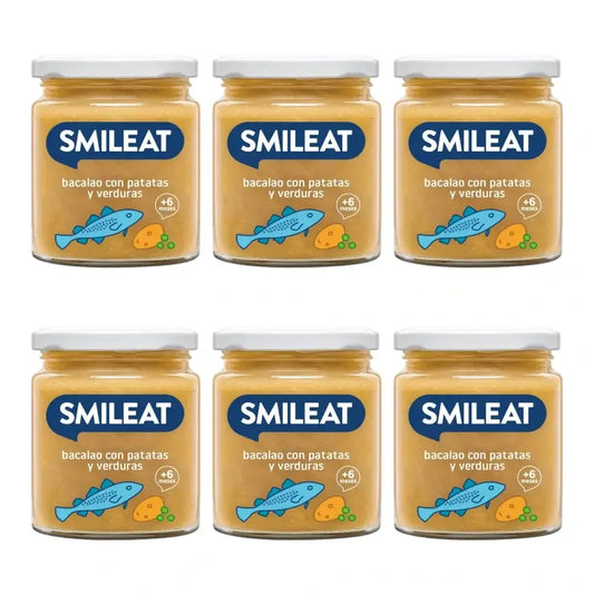 Smileat Βαζάκι με μπακαλιάρο, πατάτες και λαχανικά 230 g, συσκευασία 6 τεμαχίων