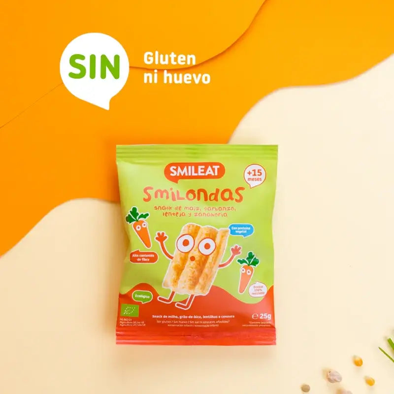 Smileat Smilondas Σνακ από καλαμπόκι, όσπρια και καρότο, 25 γρ.