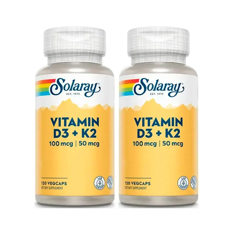 Solaray Βιταμίνη D3 & K2 (Mk7) Συσκευασία 2 x 120 κάψουλες