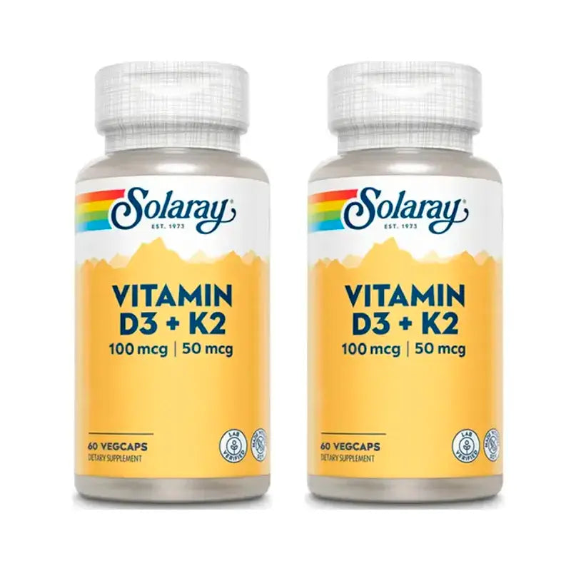 Solaray Βιταμίνη D3 & K2, συσκευασία 2 x 60 κάψουλες