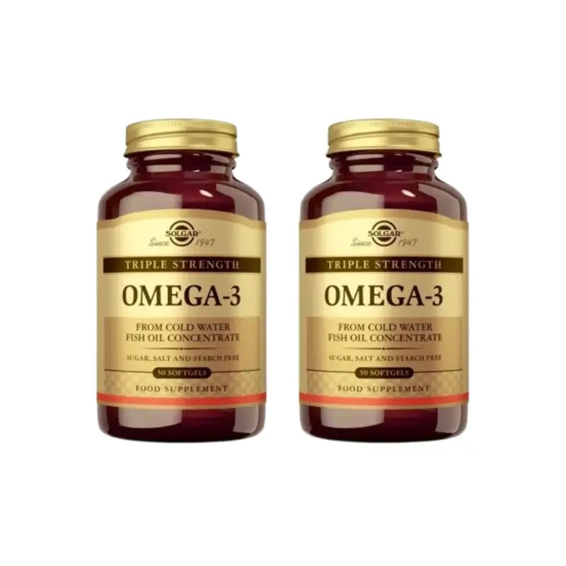Solgar Omega-3 Τριπλής Συγκέντρωσης, 2X50 Μαλακές Κάψουλες 