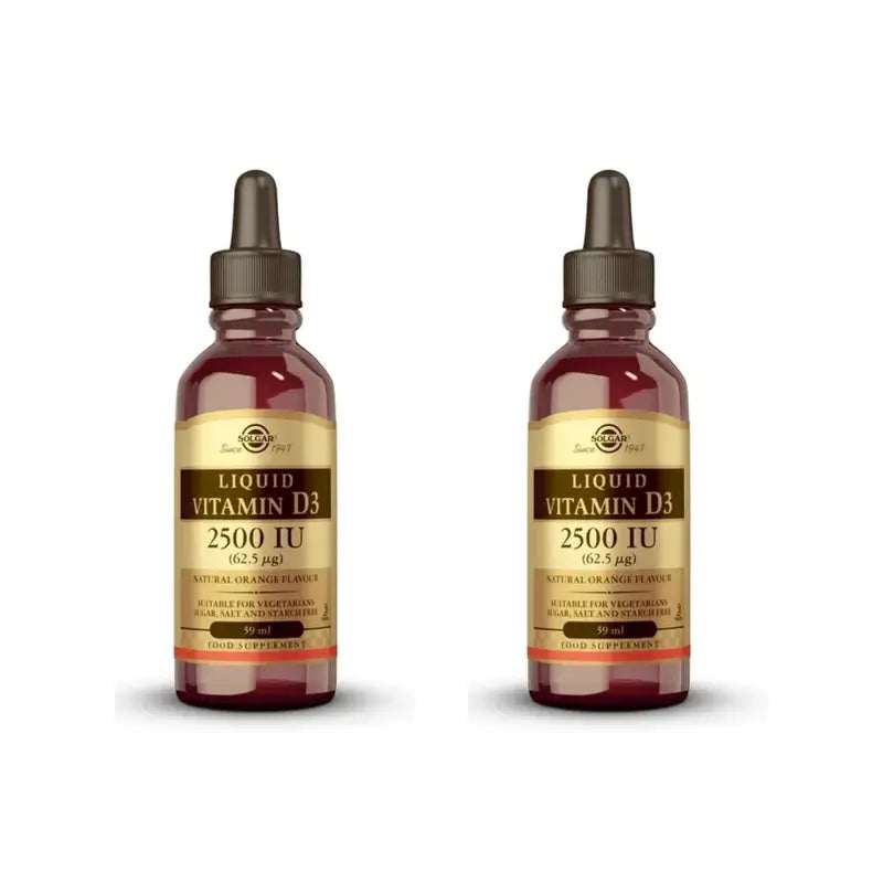 Solgar Βιταμίνη D3 σε υγρή μορφή 2500 IU, 2×59 ml 