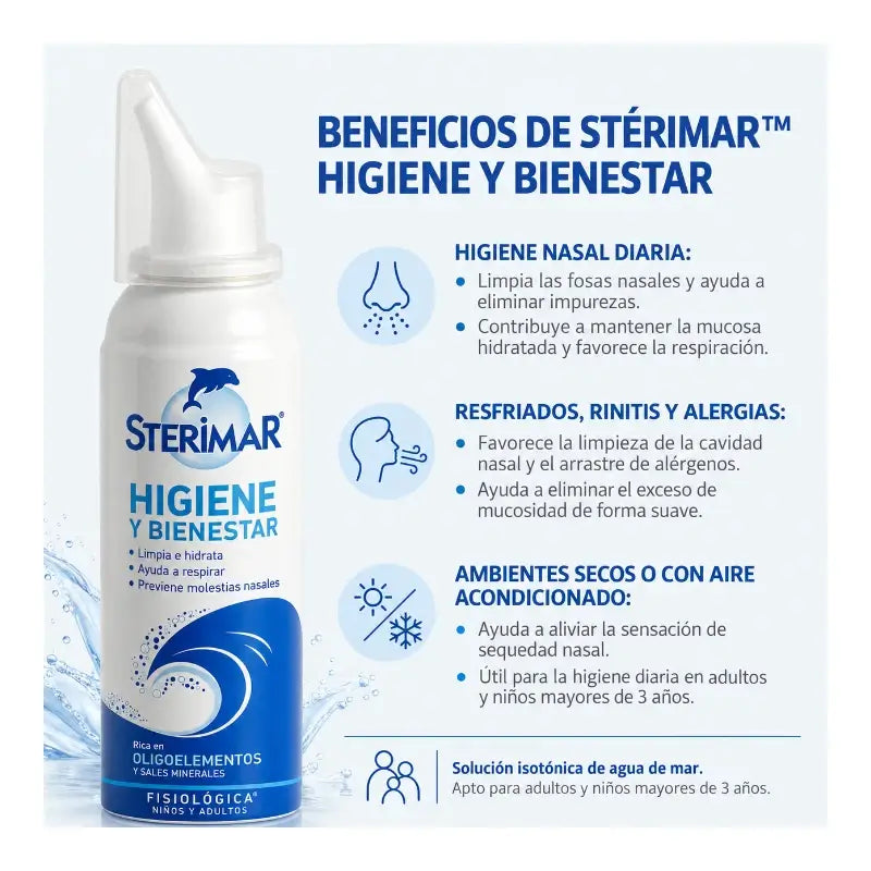 Sterimar για τη ρινική συμφόρηση, Πακέτο με 60% δωρεάν στη 2η μονάδα, 100 + 100 ml