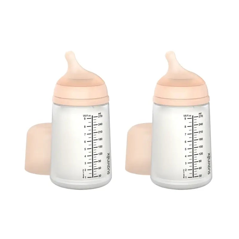 Suavinex Μπιμπερό κατά των κολικών Zero Zero 270 ml, μέτρια ροή (M), +3 μήνες, Fair, 2 τεμάχια