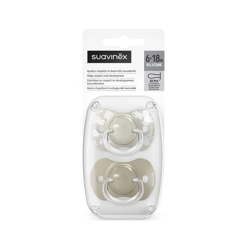 Suavinex Πιπίλες Sx Pro 6/18 Μήνες Wild&Free Μπεζ, 2 τεμάχια