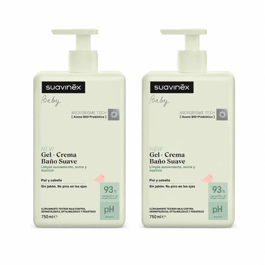 Suavinex Gel - Απαλό αφρόλουτρο για μωρά, 750 ml, συσκευασία 2 τεμαχίων