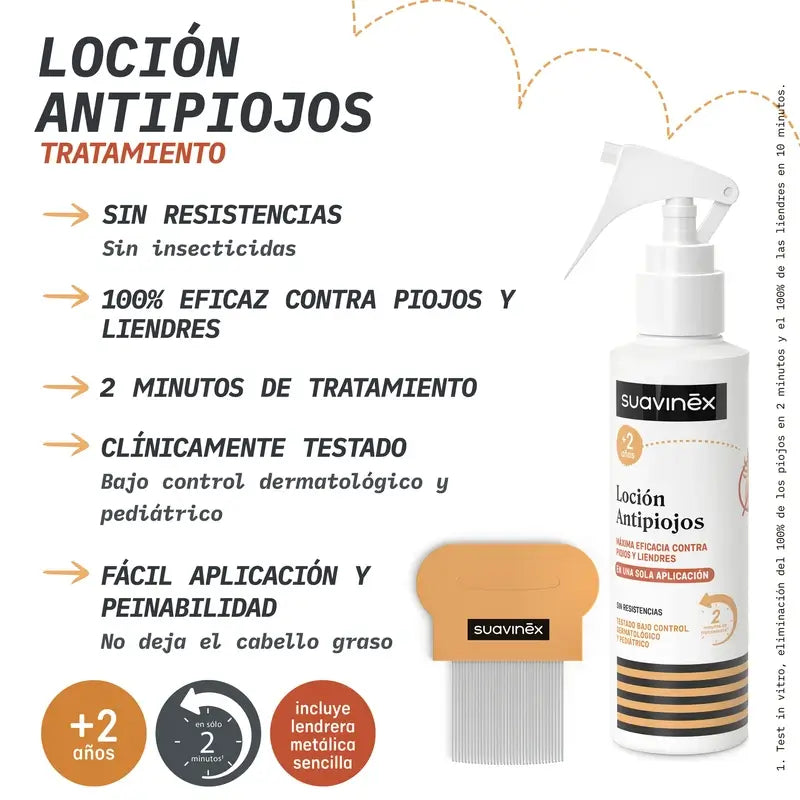 Suavinex Pack Λοσιόν κατά των ψειρών 125 ml + Χτένα για ψείρες, +2 ετών