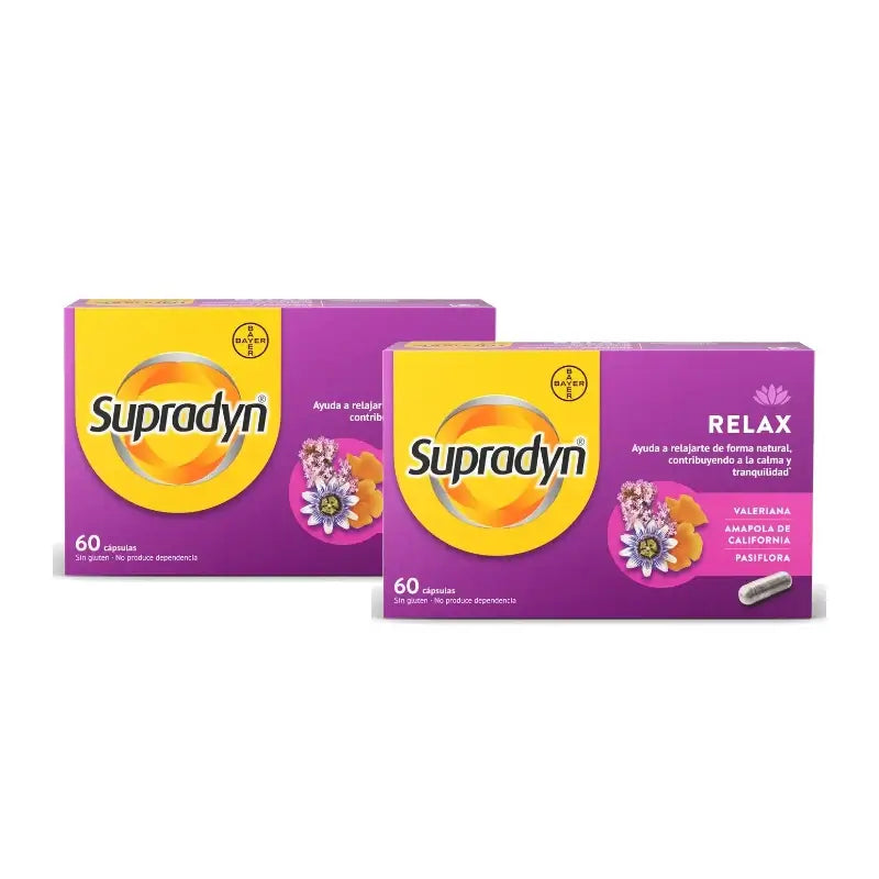 Supradyn Relax, Ηρεμία και Γαλήνη με Πασιφλόρα και Βαλεριάνα, Συσκευασία 2 x 60 κάψουλες