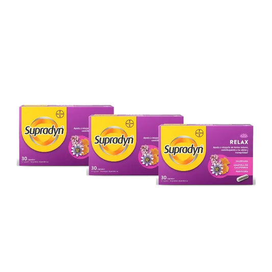 Supradyn Relax, Ηρεμία και Γαλήνη με Πασιφλόρα και Βαλεριάνα, Συσκευασία 3 x 30 κάψουλες