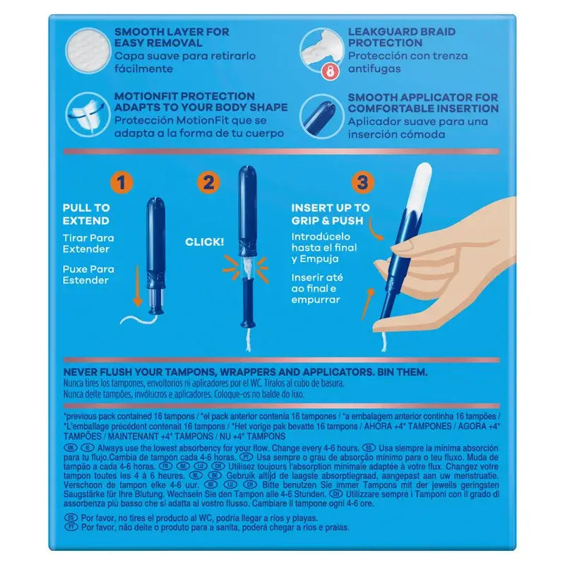 Tampax Pearl Compak Super Plus Ταμπόν με εφαρμοστή, 20 τεμάχια