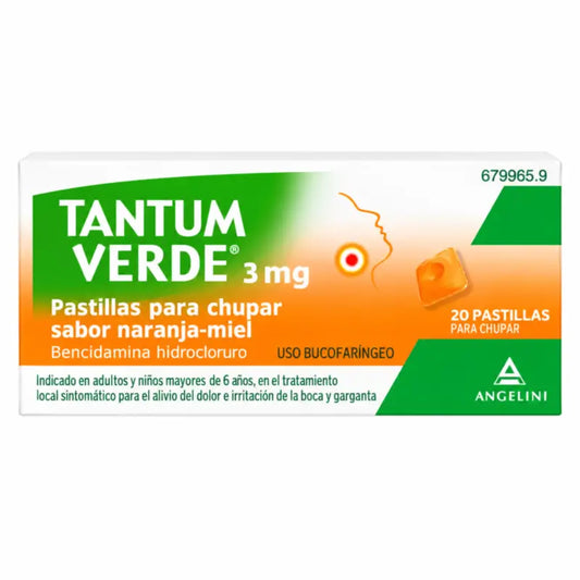 Tantum Verde με γεύση πορτοκάλι-μέλι, 20 παστίλιες για πιπίλισμα