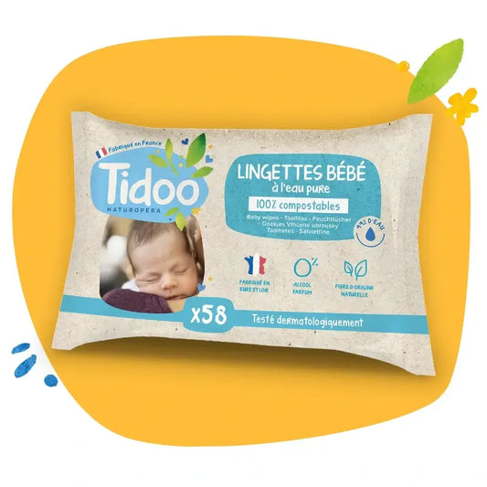 Tidoo Μαντηλάκια με νερό χωρίς άρωμα, 58 τεμάχια