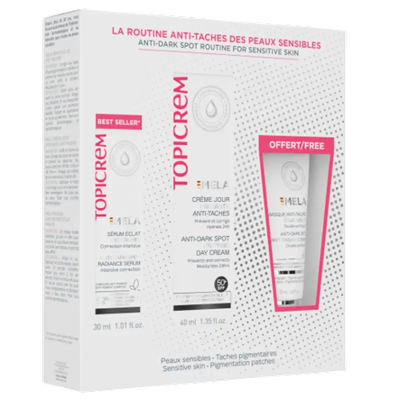Topicrem Σετ Mela: Ορός 30 ml + Κρέμα Ημέρας 40 ml + Μάσκα 50 ml  