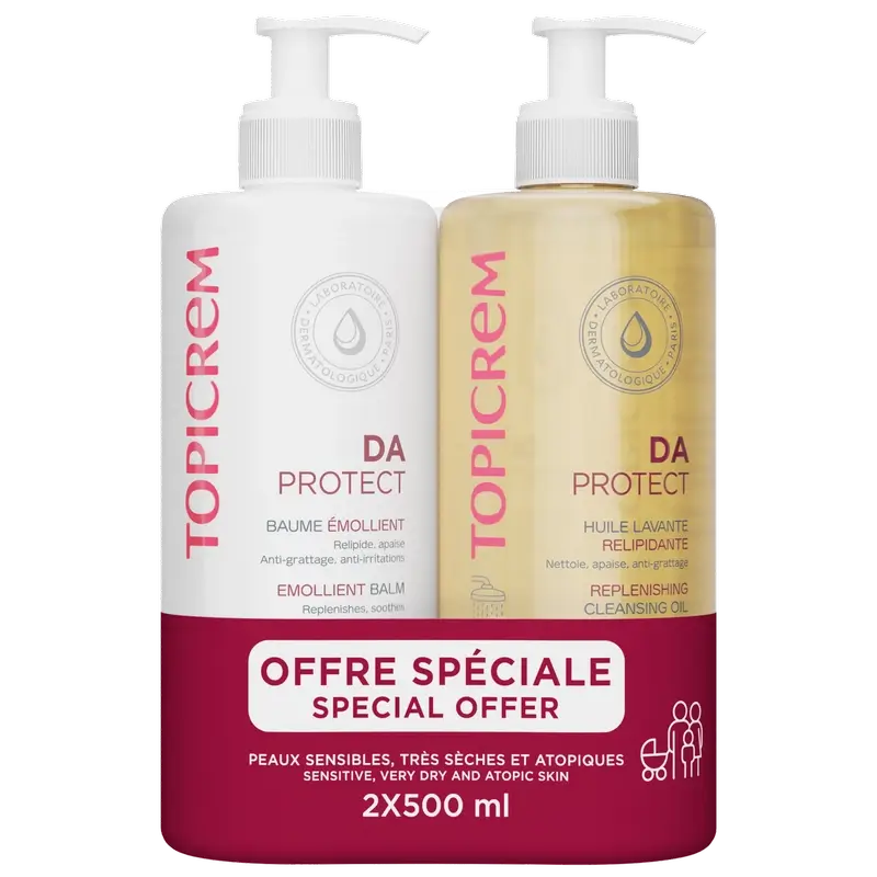 Topicrem Pack Da Protect Μαλακτικό Βάλσαμο 500 ml + Λάδι Καθαρισμού 500 ml 50 % 