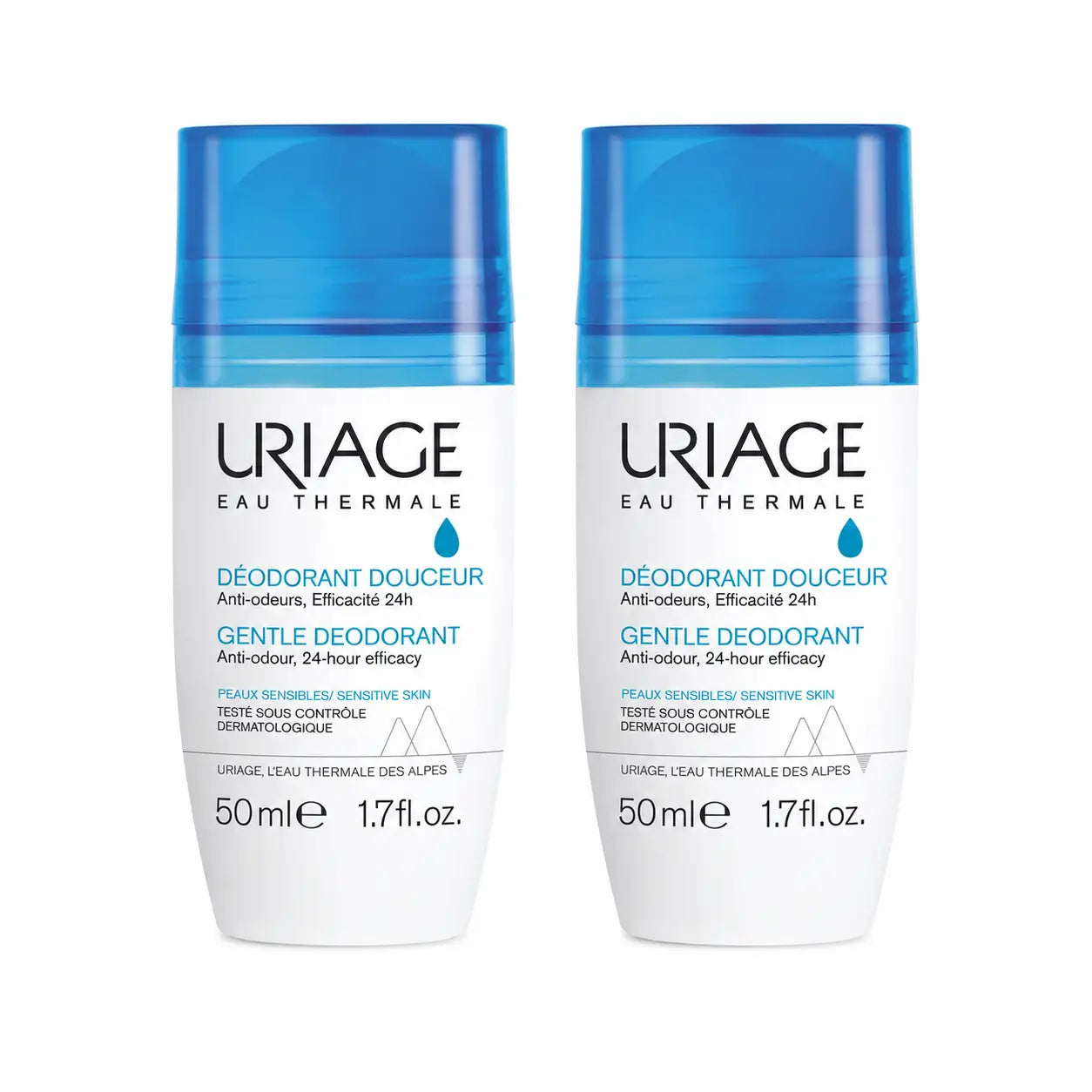 Uriage Απαλό Αποσμητικό 50 ml για Ευαίσθητο Δέρμα 24 ώρες, συσκευασία 2 τεμαχίων