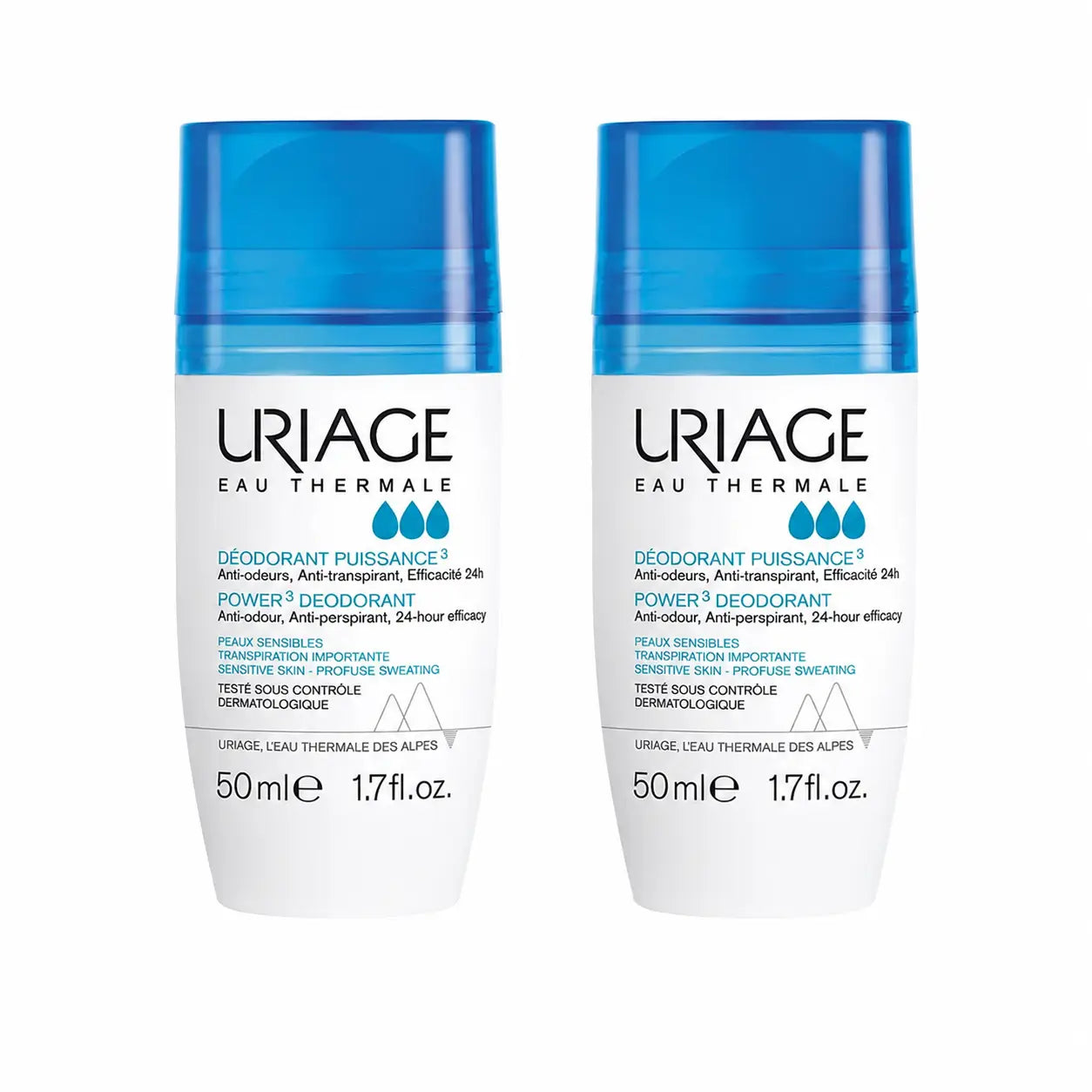 Uriage Αποσμητικό Triactivo 50 ml, αποτελεσματικότητα 24 ωρών, συσκευασία 2 τεμαχίων