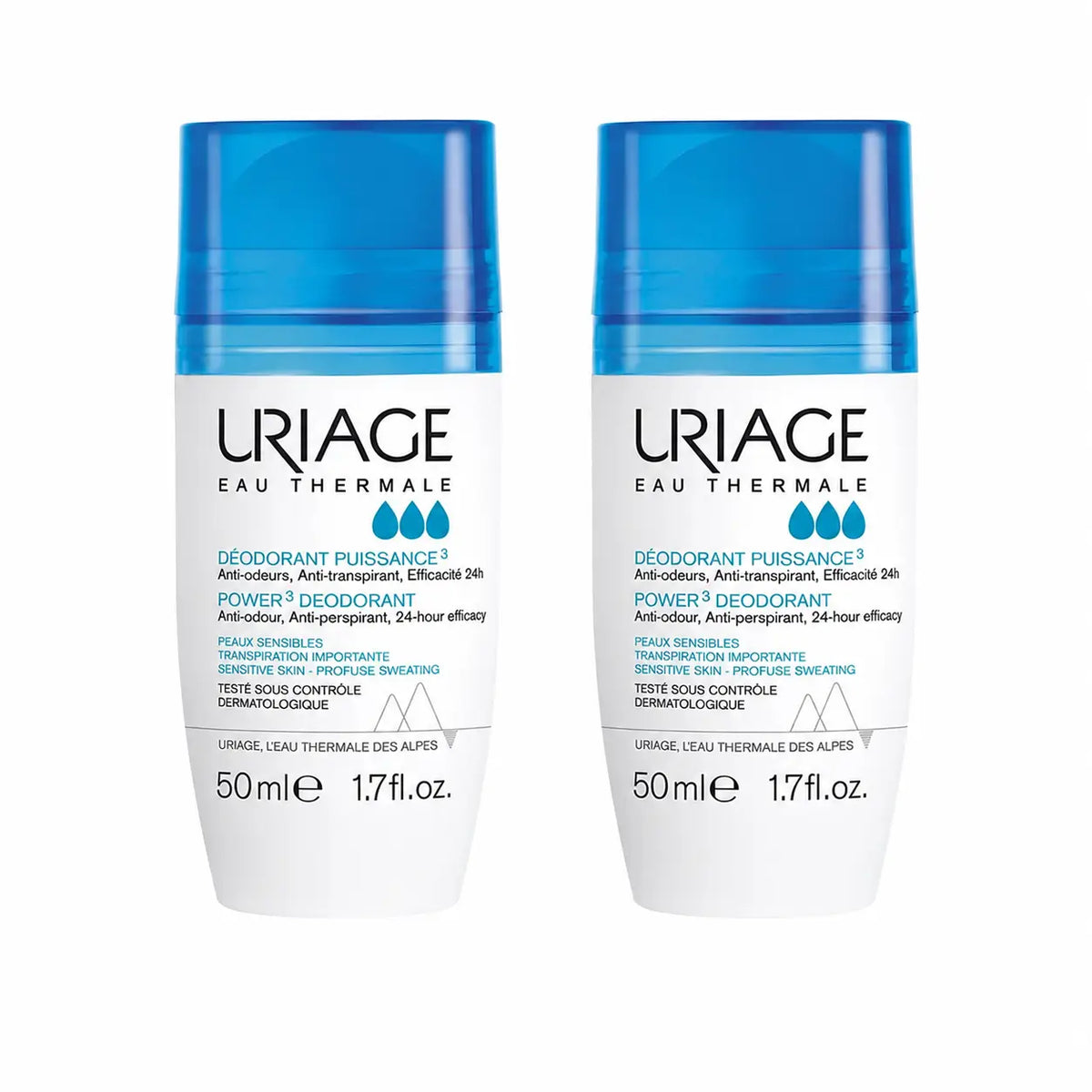 Uriage Αποσμητικό Triactivo 50 ml, αποτελεσματικότητα 24 ωρών, συσκευασία 2 τεμαχίων