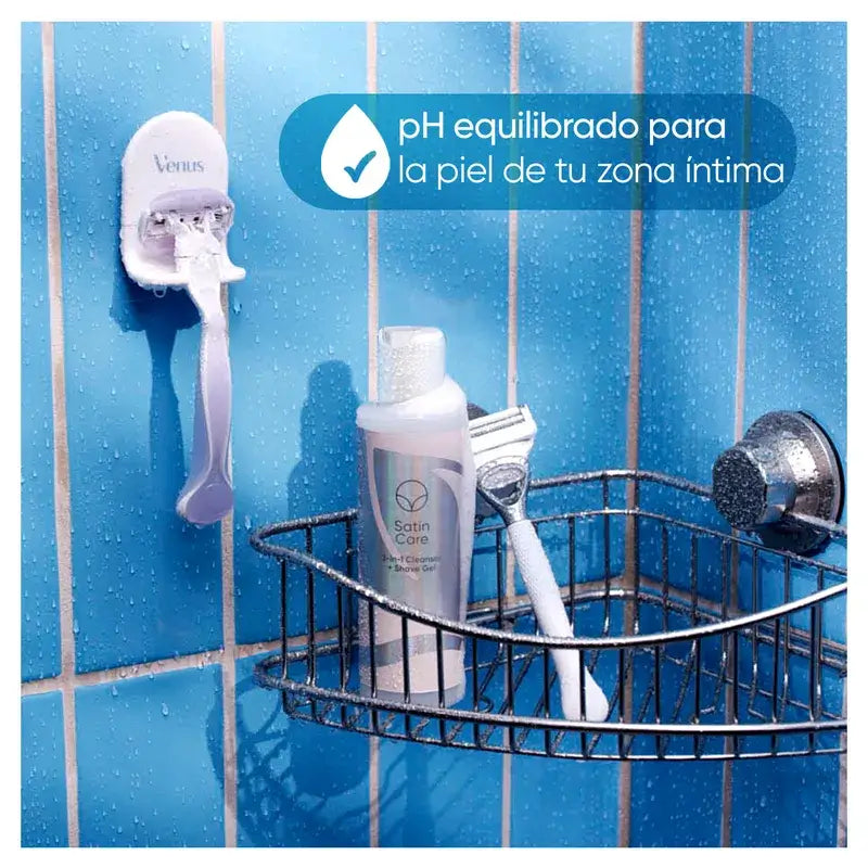 Venus Satin Care 2 σε 1 τζελ καθαρισμού + αποτρίχωσης ευαίσθητων περιοχών, 190 ml