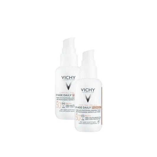 Vichy Capital Soleil UV Age Αντηλιακό Υγρό Καθημερινής Χρήσης, Χρώμα Medium, SPF 50, 40 ml, συσκευασία 2 τεμαχίων