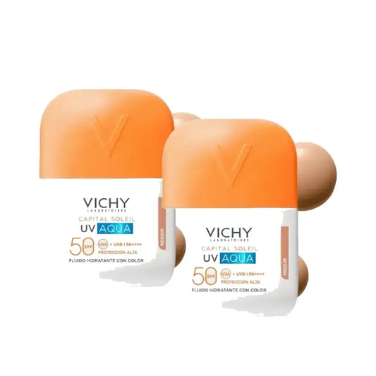Vichy Capital Soleil UV Aqua Fluido Μέτρια Απόχρωση SPF50 50 ml, συσκευασία 2 τεμαχίων