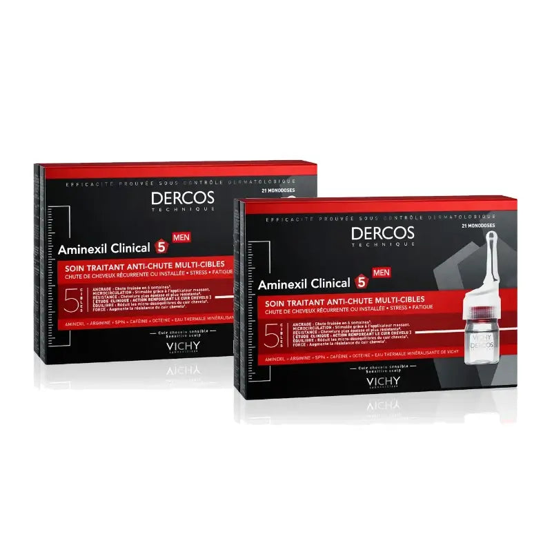 Vichy Dercos Aminexil Clinical 5 για άνδρες, 21 αμπούλες, συσκευασία των 2