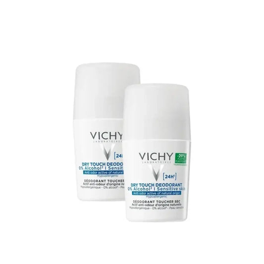 Vichy Αποσμητικό 24 ωρών με αίσθηση ξηρότητας, Roll-On, 0% αλκοόλη, 50 ml, συσκευασία 2 τεμαχίων