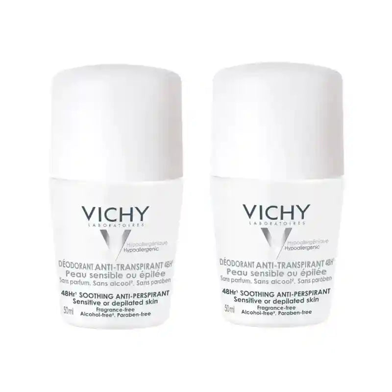 Vichy Αποσμητικό-Αντιιδρωτικό 48 ωρών Roll-On για Ευαίσθητο Δέρμα, 2X50 ml 