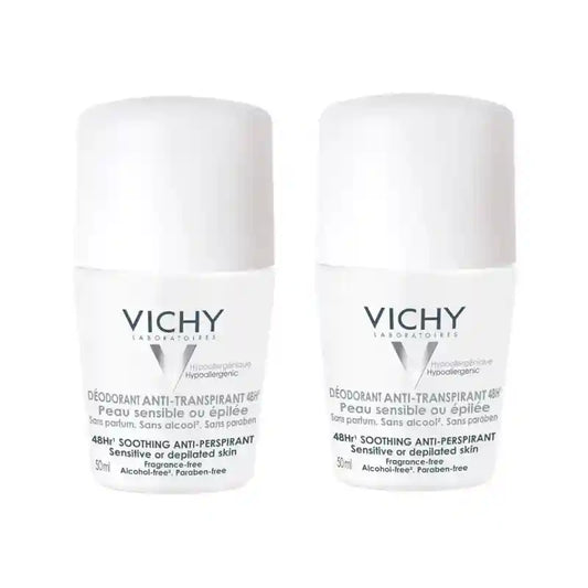 Vichy Αποσμητικό-Αντιιδρωτικό 48 ωρών Roll-On για Ευαίσθητο Δέρμα, 2X50 ml 
