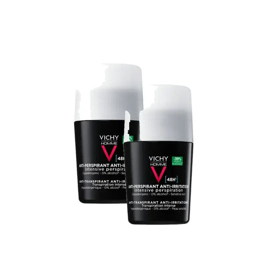 Vichy Homme Αποσμητικό 48 ωρών για ευαίσθητο δέρμα, Roll-On, 50 ml, συσκευασία 2 τεμαχίων