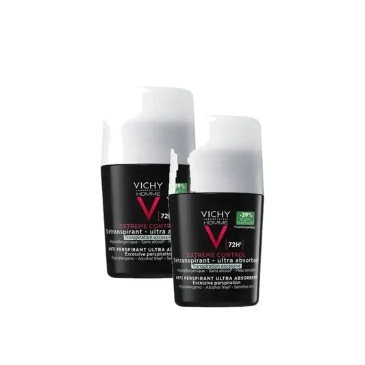 Vichy Homme Αποσμητικό-Αντιιδρωτικό Extreme Control 72H Roll-On 50 ml, συσκευασία 2 τεμαχίων